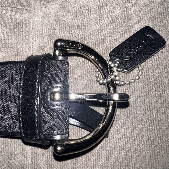 COACH Belt | Black Leather & Canvas Monogram Belt - NEVER WORN - Size Medium - Picture 4 of 8